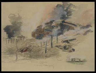 1916年9月、ソンムの戦車（紙と鉛筆）